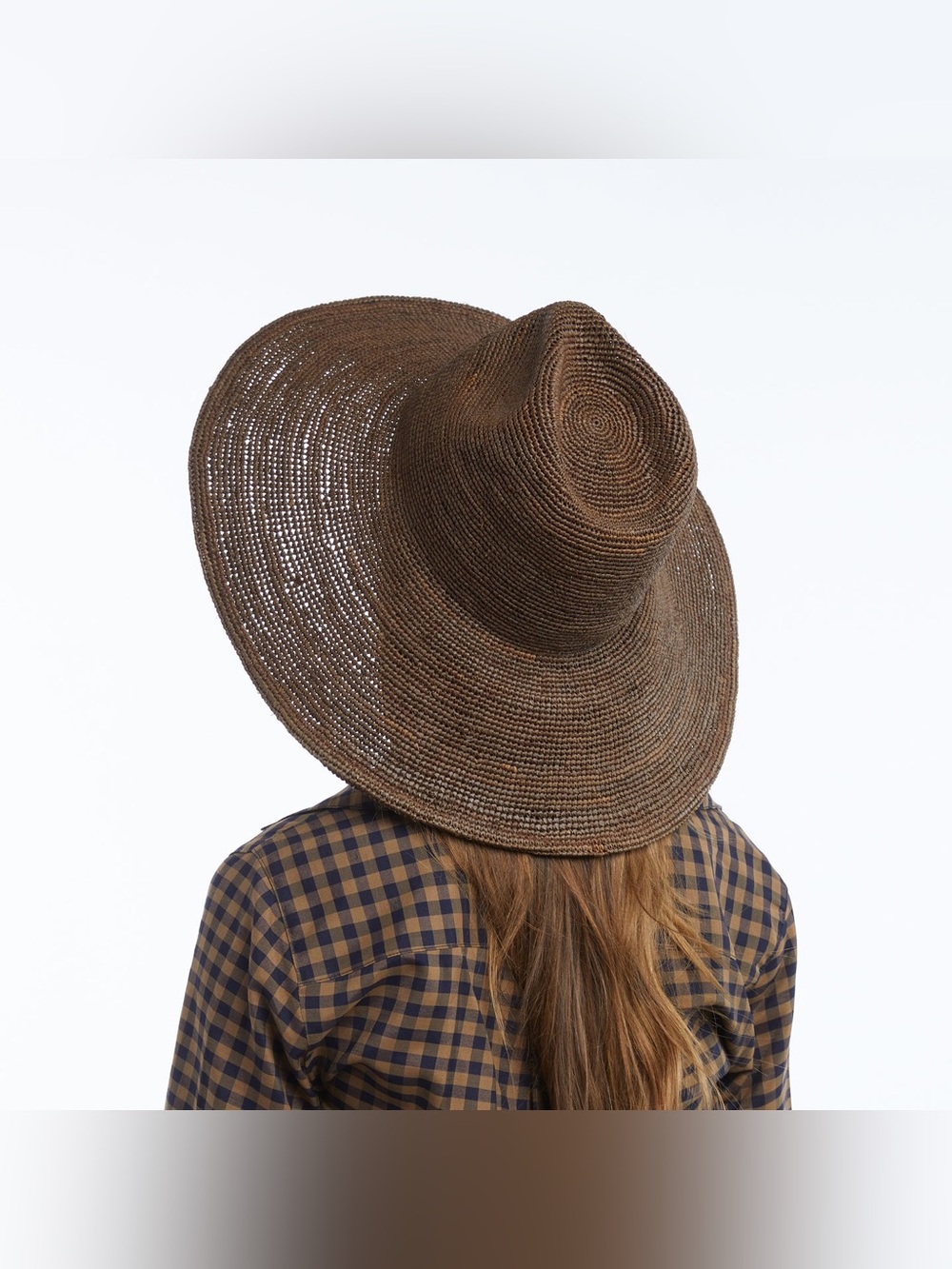 NWT Wyeth Packable Lina Waverly Wide Brim Raffia Sun Hat in Chocolate - Picture 6 of 12